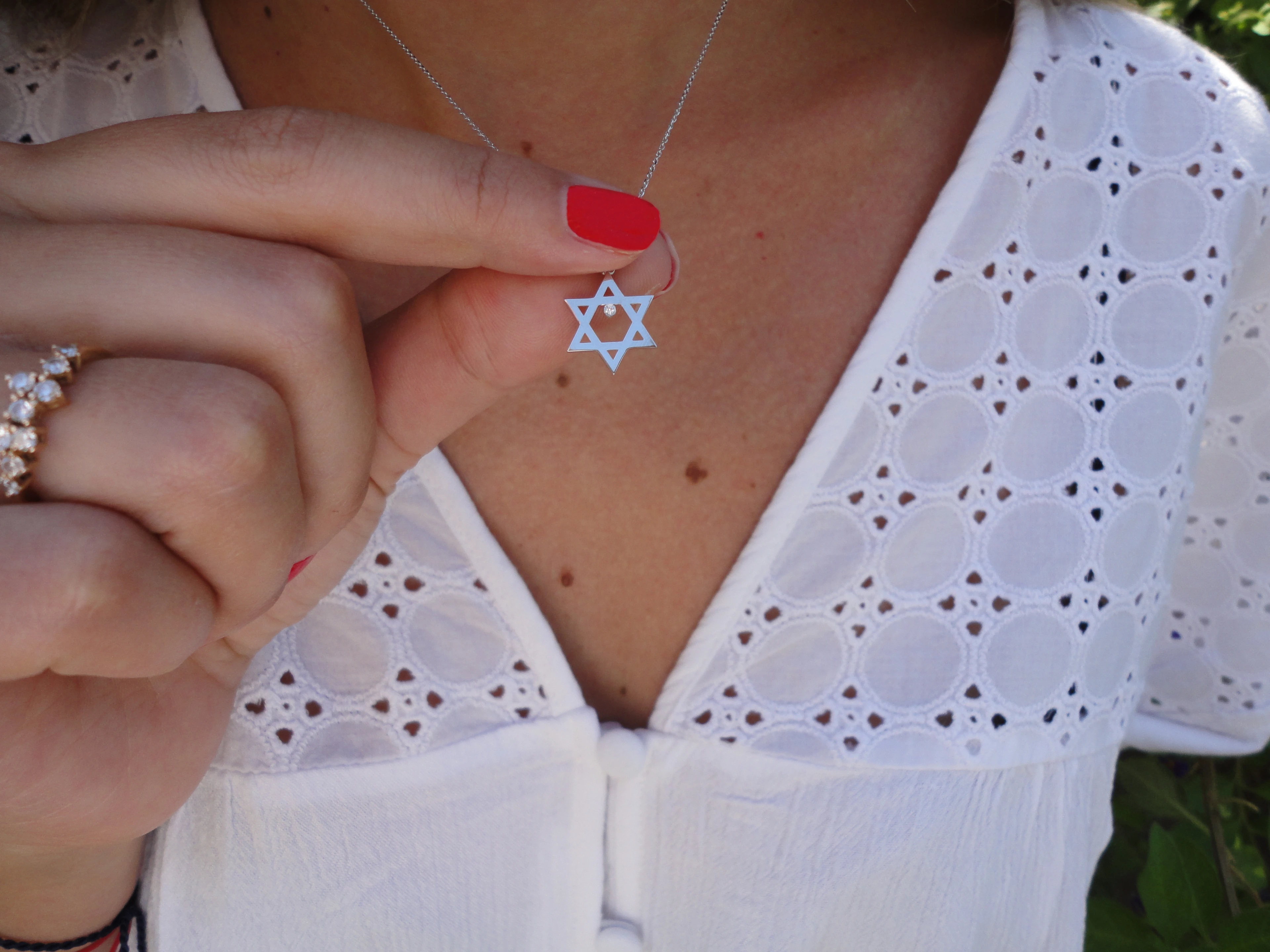 14K Altın 0.01ct Pırlantalı Davut Yıldızı Kolye